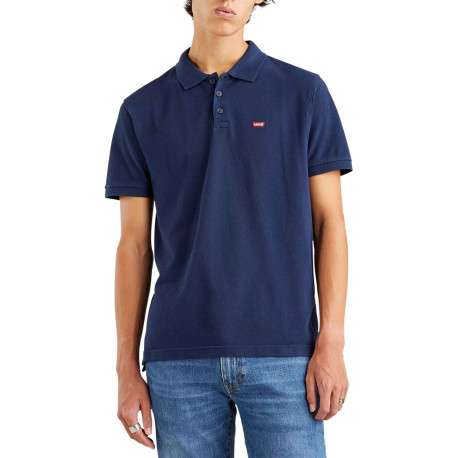 Polo en maille piquée de coton bleu marine à col boutonné et Batwing poitrine - Image 2