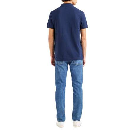 Polo en maille piquée de coton bleu marine à col boutonné et Batwing poitrine - Image 4