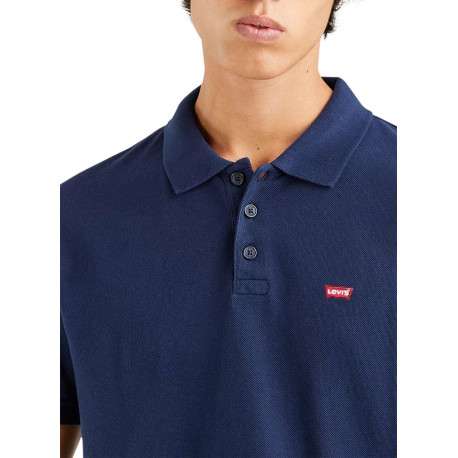 Polo en maille piquée de coton bleu marine à col boutonné et Batwing poitrine - Image 7