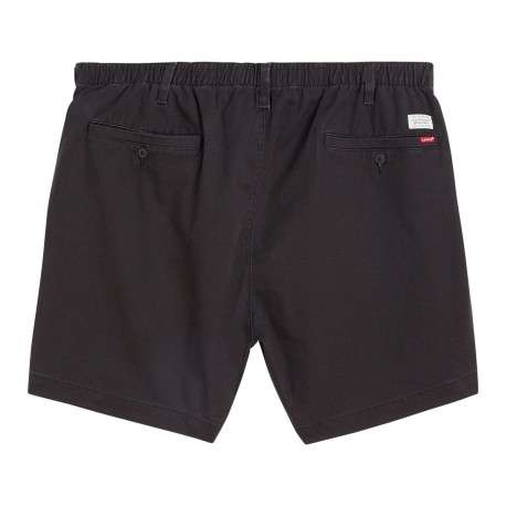 Short 5 poches en coton stretch noir uni à coupe courte et taille élastiquée - Image 2