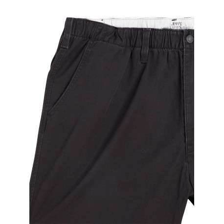Short 5 poches en coton stretch noir uni à coupe courte et taille élastiquée - Image 3