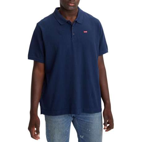 Polo en maille piquée de coton bleu marine à col boutonné et Batwing poitrine - Image 3