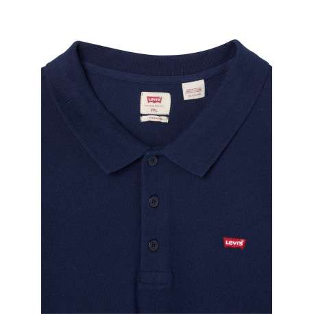 Polo en maille piquée de coton bleu marine à col boutonné et Batwing poitrine - Image 4