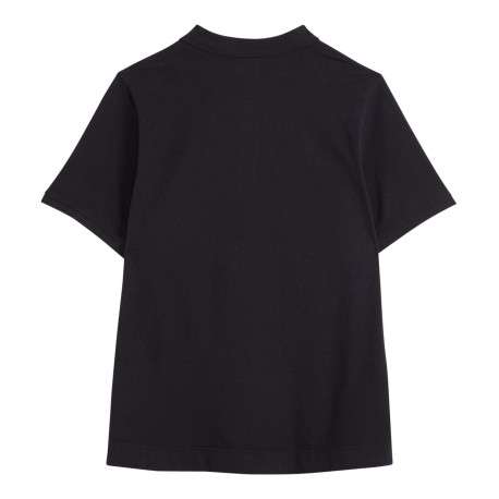 Polo en maille piquée de coton noir uni à col boutonné et Batwing poitrine - Image 2