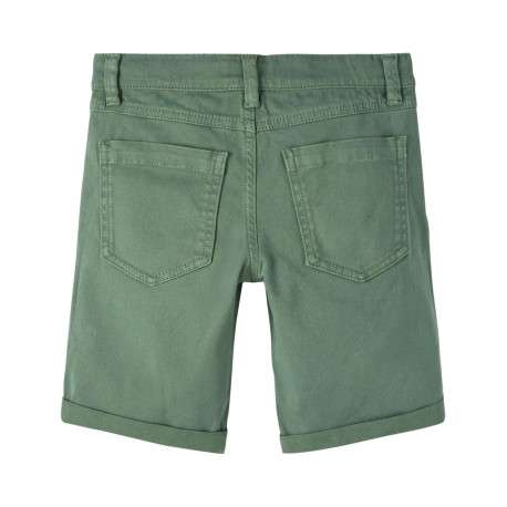Bermuda en coton kaki uni avec une coupe slim fit et 5 poches - Image 3