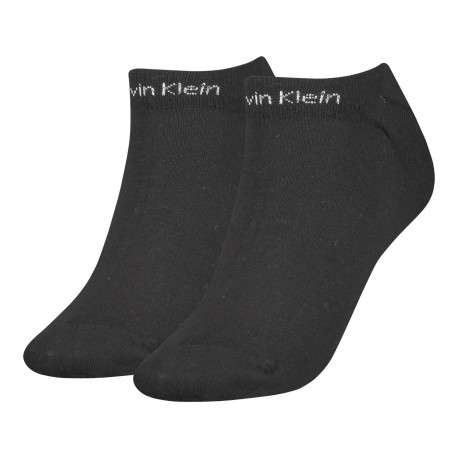 Lot de 2 paires de chaussettes basses noires unies avec logo blanc