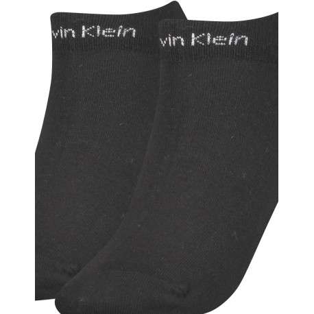 Lot de 2 paires de chaussettes basses noires unies avec logo blanc - Image 2