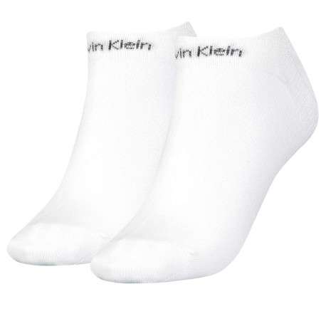 Lot de 2 paires de chaussettes basses blanc unies avec logo noir