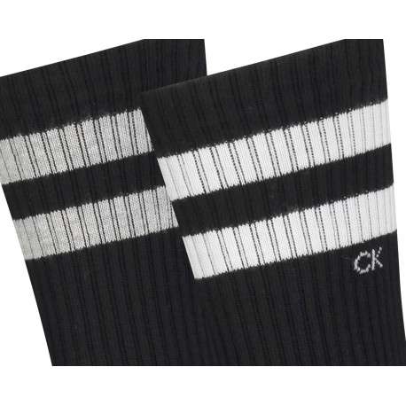 Lot de 2 paires de chaussettes hautes noires avec 2 bandes autour du mollet - Image 2