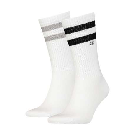 Lot de 2 paires de chaussettes blanches avec 2 bandes et une coupe haute