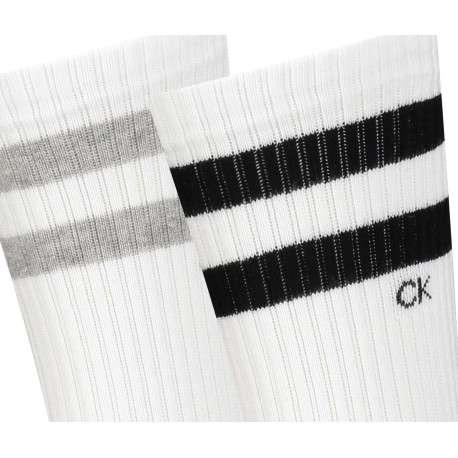 Lot de 2 paires de chaussettes blanches avec 2 bandes et une coupe haute - Image 2