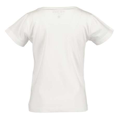 T-shirt en coton blanc uni coupe droite avec un col rond et papillon imprimé - Image 2
