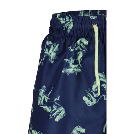 Short de bain marine imprimé avec une coupe évasée et des liens verts - Image 3