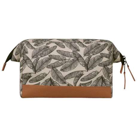 Trousse beige avec imprimée feuillage noir avec dessous marron clair - Image 2