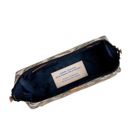 Trousse beige avec imprimée feuillage noir avec dessous marron clair - Image 3