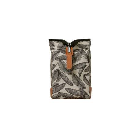 Trousse beige avec imprimée feuillage noir avec dessous marron clair - Image 6