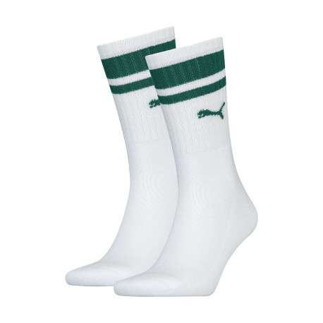 Lot de 2 paires de chaussettes hautes blanches unies avec liseré vert