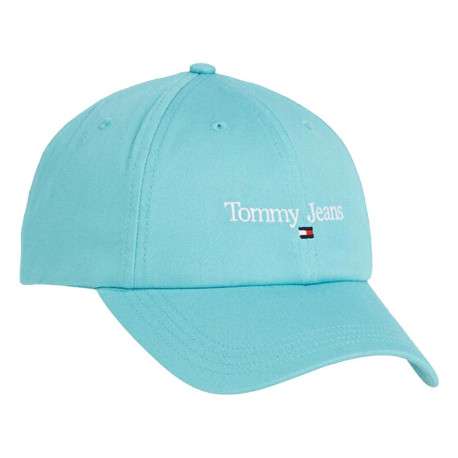 Casquette dad cap en coton biologique turquoise unie avec un logo brodé