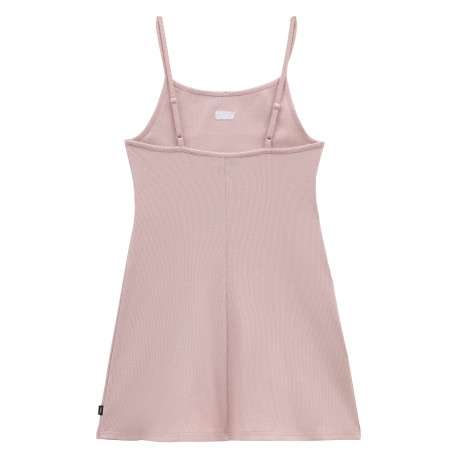 Robe à bretelles en coton côtelé rose avec un col rond et une coupe courte - Image 2