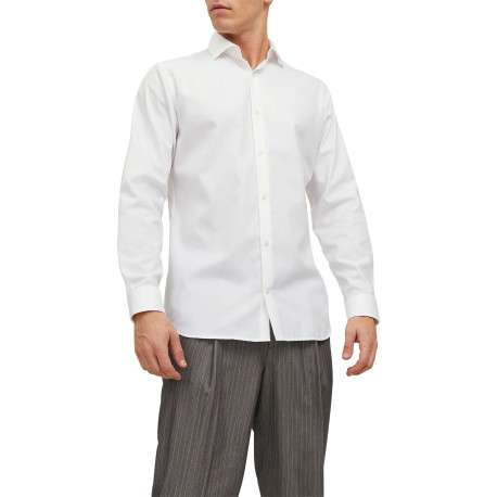 Chemise en coton blanche unie avec une couple slim et un col italien - Image 2