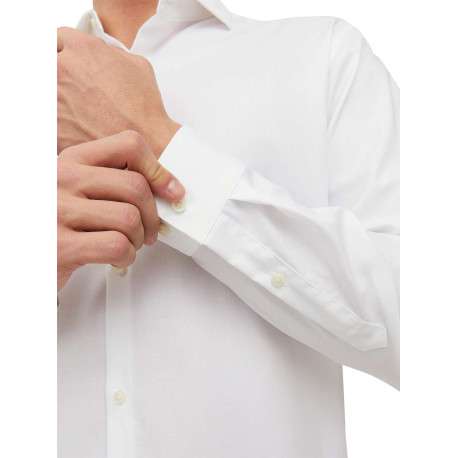 Chemise en coton blanche unie avec une couple slim et un col italien - Image 5