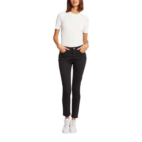 Chino noir uni avec une coupe slim et une fermeture zippée à bouton - Image 9