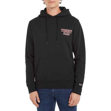 Sweat en coton biologique noir uni avec logo de la marque sur la manche gauche - Image 2