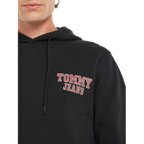 Sweat en coton biologique noir uni avec logo de la marque sur la manche gauche - Image 4