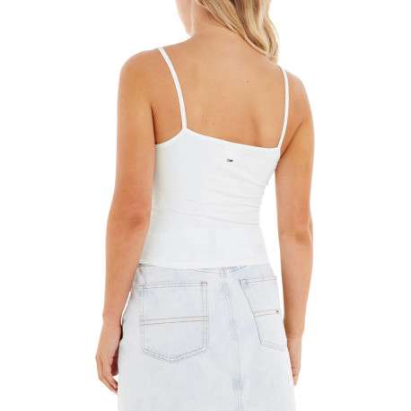 Top en coton biologique blanc avec logo brodé et des bretelles - Image 2