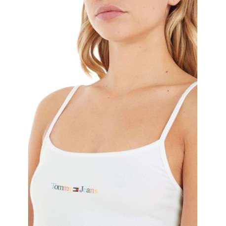 Top en coton biologique blanc avec logo brodé et des bretelles - Image 3