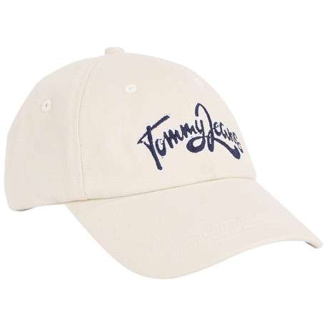 Casquette en coton écrue unie avec nom de la marque brodé en italique