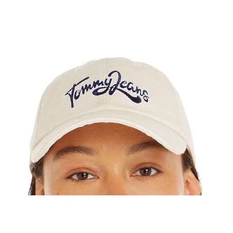 Casquette en coton écrue unie avec nom de la marque brodé en italique - Image 3