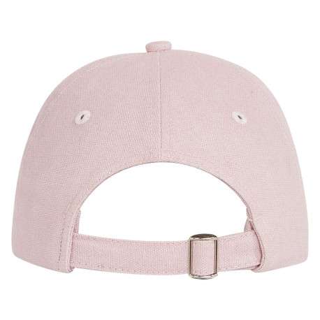 Casquette en coton rose chiné avec nom de la marque bleu et blanc brodé - Image 2