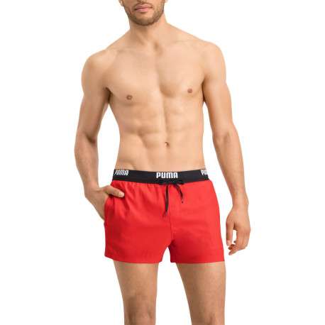Short de bain rouge uni avec une coupe regular fit et une poche arrière - Image 5