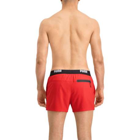 Short de bain rouge uni avec une coupe regular fit et une poche arrière - Image 6
