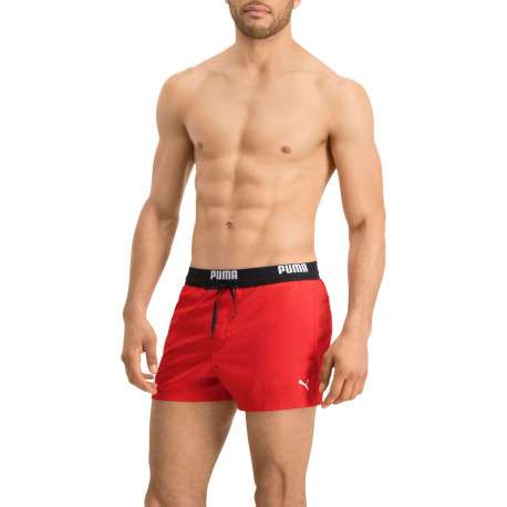 Short de bain rouge uni avec une coupe regular fit et une poche arrière - Image 7