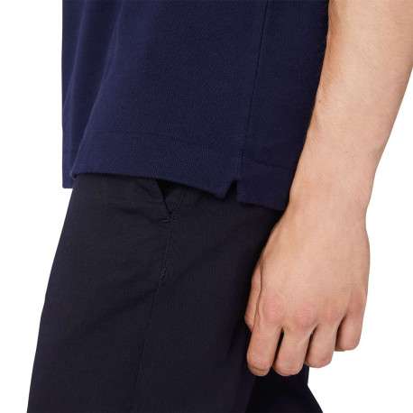 Polo L1212 en coton marine uni avec une coupe droite et un col boutonné - Image 7