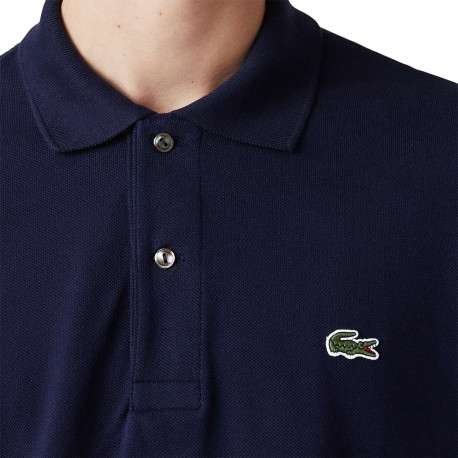 Polo L1212 en coton marine uni avec une coupe droite et un col boutonné - Image 10