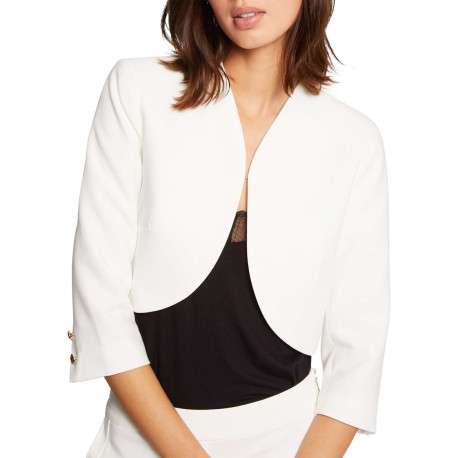 Blazer ecru uni coupe ajusté montant à manches longues - Image 7