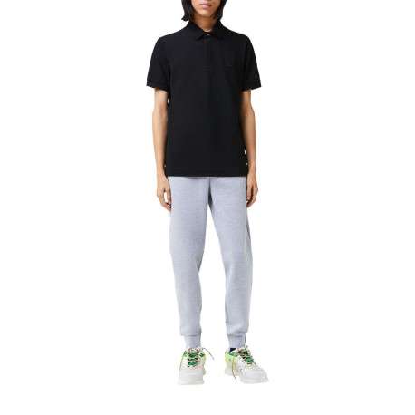 Polo Paris en coton noir uni coupe droite col boutonné et manches resserrées - Image 6