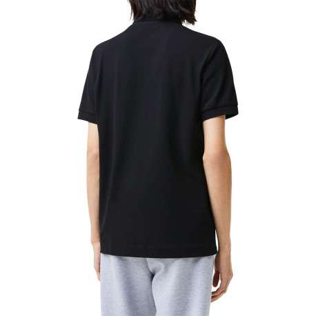 Polo Paris en coton noir uni coupe droite col boutonné et manches resserrées - Image 10