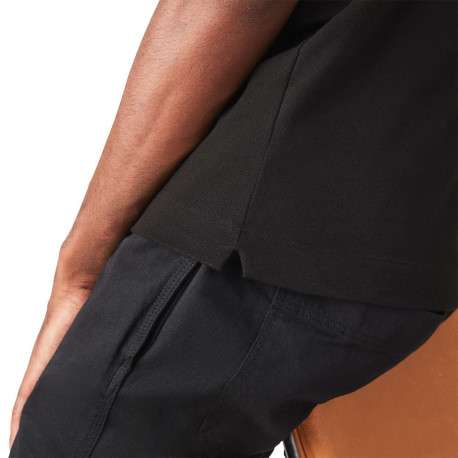Polo Paris en coton noir uni coupe droite col boutonné et manches resserrées - Image 12