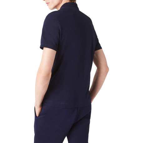 Polo Paris en coton marine uni avec une coupe droite et col boutonné - Image 10