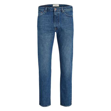 Jean Chris en coton mélangé indigo avec une coupe regular et patch à l'arrière