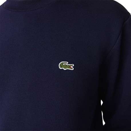 Sweat en coton mélangé marine uni coupe droite avec un col rond en bord côte - Image 8