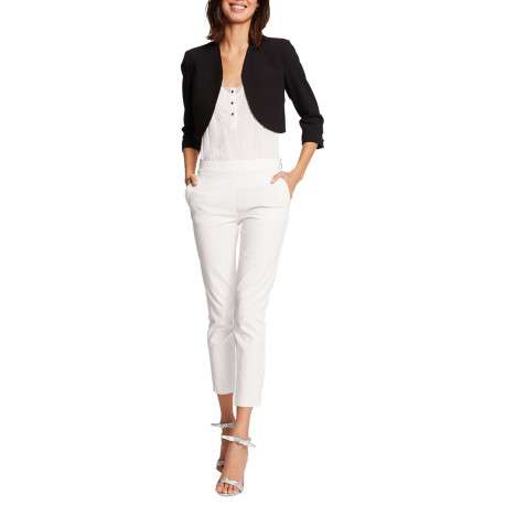 Veste blazer noire unie avec une coupe droite et des manches longues - Image 8