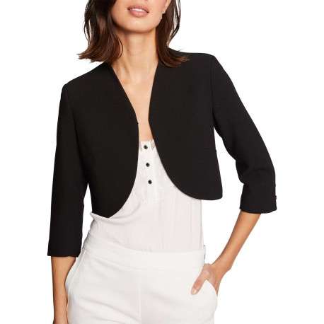 Veste blazer noire unie avec une coupe droite et des manches longues - Image 10
