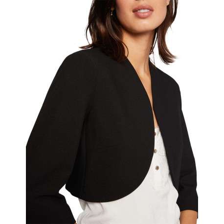 Veste blazer noire unie avec une coupe droite et des manches longues - Image 11