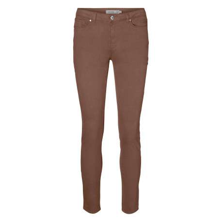 Pantalon en coton mélangé chocolat uni avec une coupe slim - Image 3