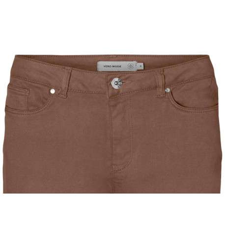 Pantalon en coton mélangé chocolat uni avec une coupe slim - Image 8